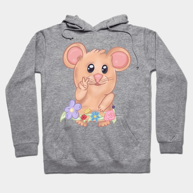 Peace Sign Hamster Meme with Flowers Hoodie by RoserinArt